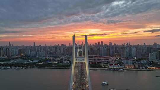 南浦大桥 陆家嘴 黄浦江 上海城市晚霞