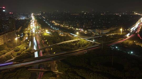 上海莘庄立交桥4K夜景航拍视频素材模板下载