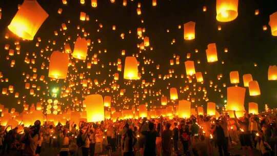 万人齐放孔明灯许愿
