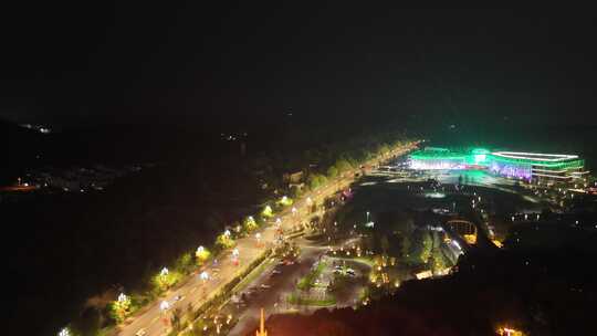 四川德阳钟鼓楼夜景航拍