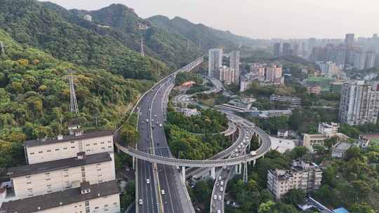 山城重庆城市复杂交通高架桥航拍