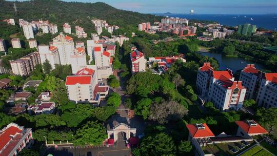 航拍厦门大学建筑风光