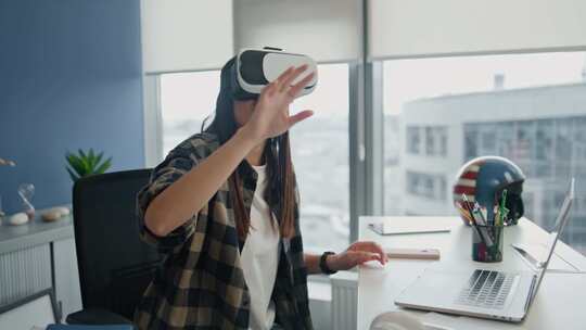 VR，耳机，办公室，女人