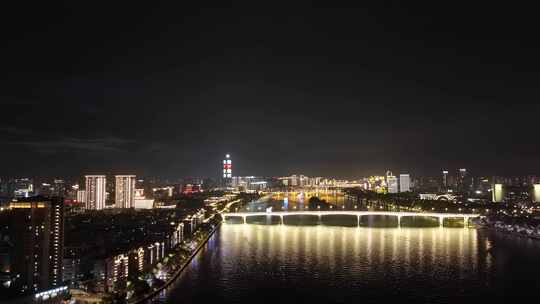 广西柳州城市夜景灯光航拍