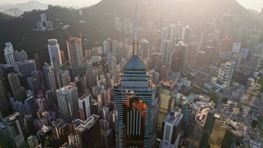 香港城市航拍大景中环广场视频素材模板下载