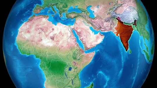 缩放地球印度地图