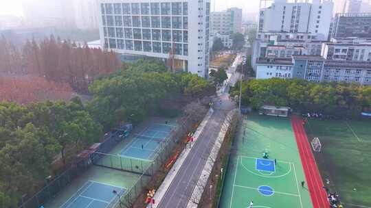 上海杨浦区同济大学本部航拍校园风景风光