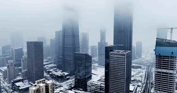 济南CBD雪景