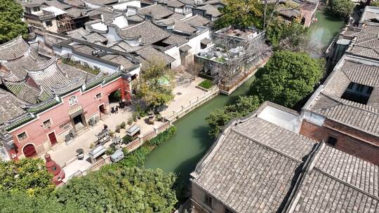 航拍福建福州城市内河 福州上下杭