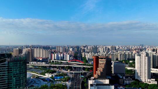 上海浦西徐汇区城市建筑延时航拍
