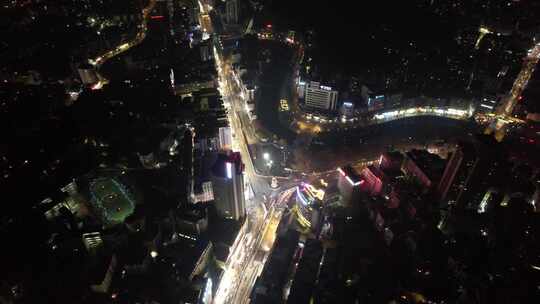 贵州遵义城市夜景灯光交通航拍