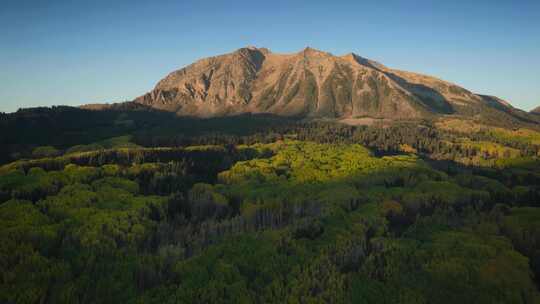 秋天来了树叶变黄山脉秋景立秋落叶