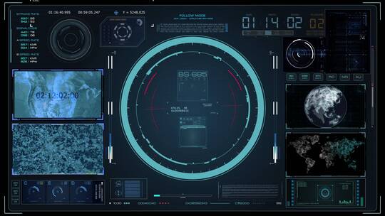 科技感雷达屏幕HUD高清视频素材