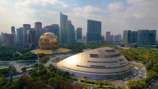 杭州钱江新城市民中心风景视频素材航拍合集
