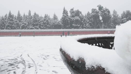 大雪天气中的天坛公园祈年殿回音壁圜丘