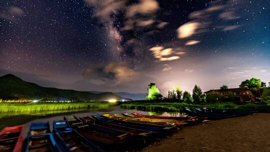 云南泸沽湖星空延时