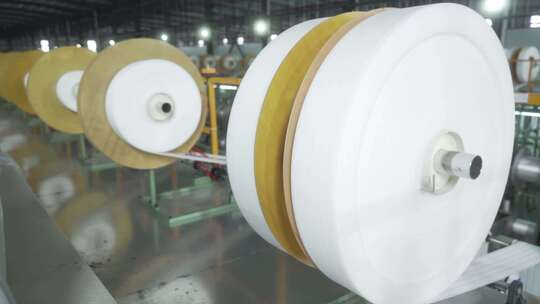 企业工厂车间纺织设备生产线制造织带机工作