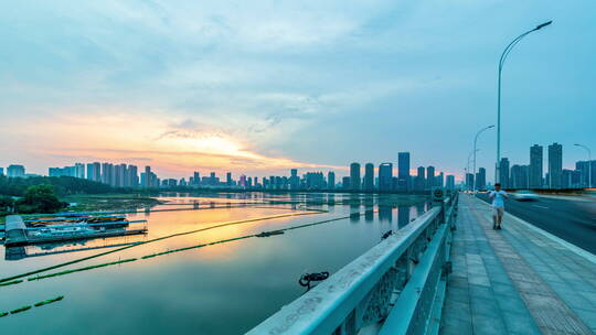 武汉沙湖大桥日落延时