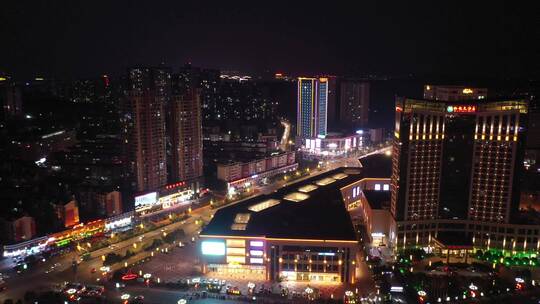航拍江西宜春新城区夜景视频素材模板下载