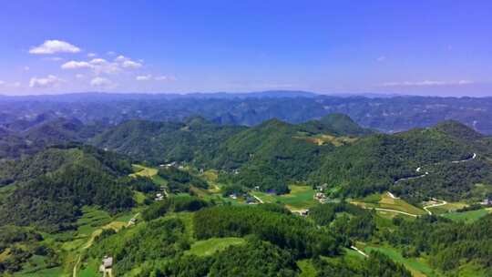 4k航拍山川大地山村地脉绿色森林户外旅游