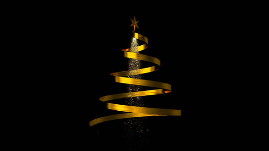 金色丝带围成的圣诞树视频素材模板下载