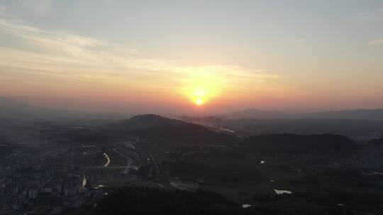 航拍自然风光山川河流日出日落晚霞