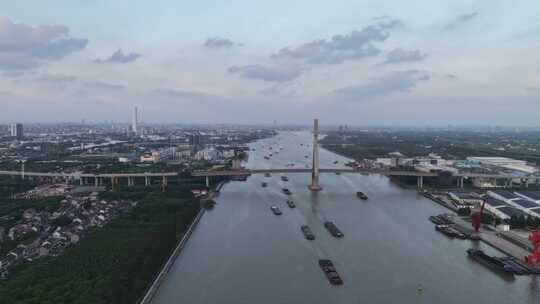 闵浦三桥 延时 航拍 黄浦江