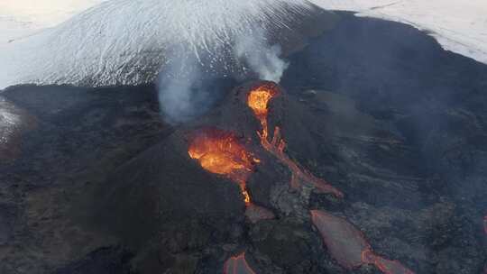 冰岛火山爆发航拍