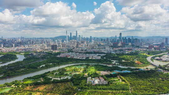 广州海珠湿地蓝天延时