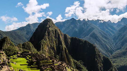 秘鲁马丘比丘景观的时间推移