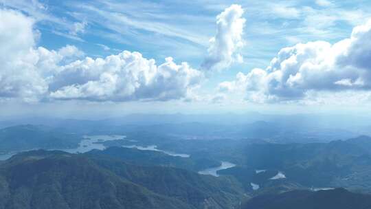 福建山峰延时山区山脉航拍群山蓝天白云风景