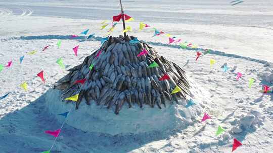 风景区雪后航拍视频素材模板下载