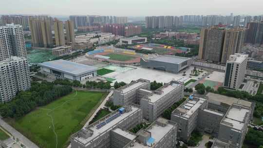 西安工业大学未央校区校园环境空景4K航拍8