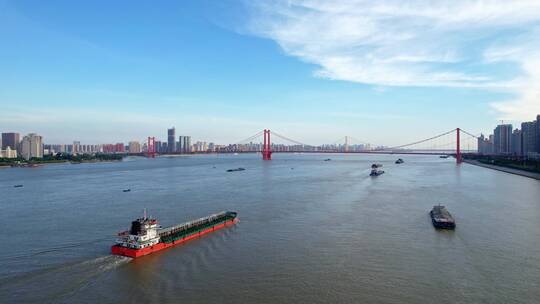 4K武汉长江航运与长江大桥综合视频素材模板下载