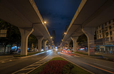 广州城市夜景立交桥车流大全延时