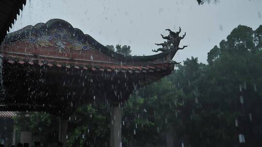 泉州开元寺东西塔雨景雨滴下雨天视频素材模板下载