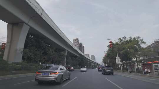 行车记录龙岗大道高架桥建筑往广州视频素材模板下载