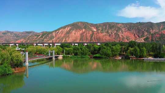 青海省西宁市北川河湿地公园4K航拍1视频素材模板下载