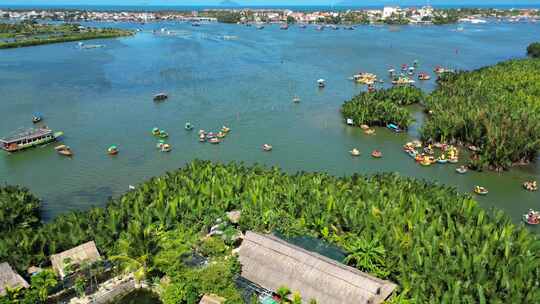 越南会安 越南旅游 越南竹篮船之旅视频素材模板下载
