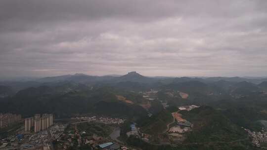 山川城市日出彩霞航拍