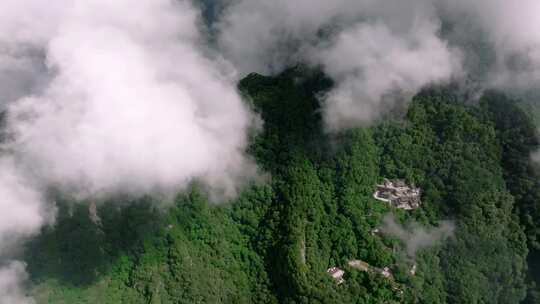 航拍陕西 西安 南五台景区 秦岭山脉