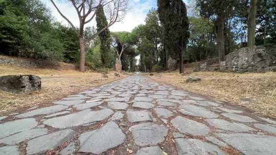 古罗马道路的地面视图