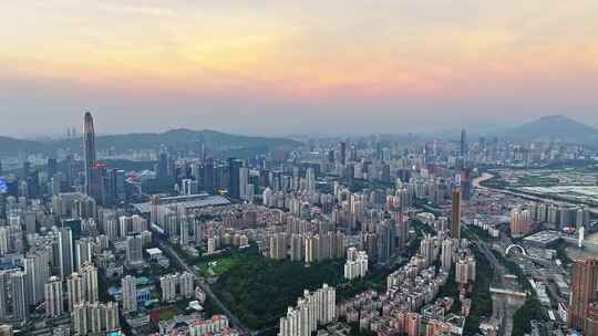 深圳福田CBD大湾区平安大厦夜景蓝调航拍