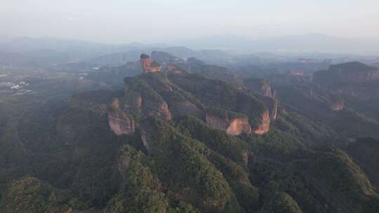 广东韶关丹霞山5A景区日出日落晚霞航拍