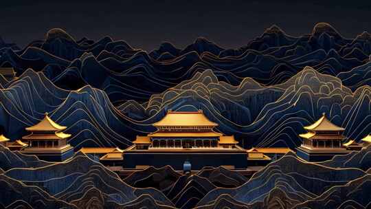 中国山水画  古风背景 舞台背景