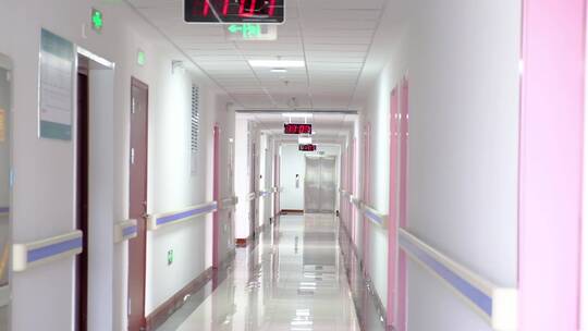 医院养老院福利院教学楼走廊时钟视频素材模板下载