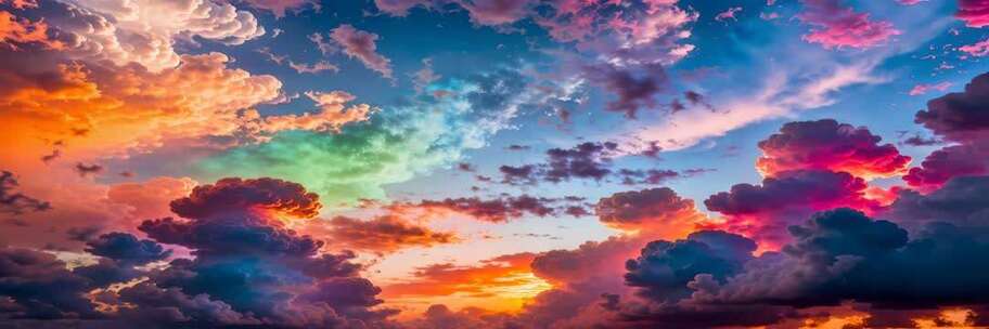 七彩祥云彩云天空美景合集