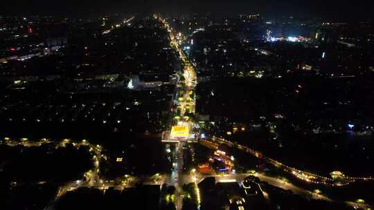 河南开封城市夜景灯光航拍