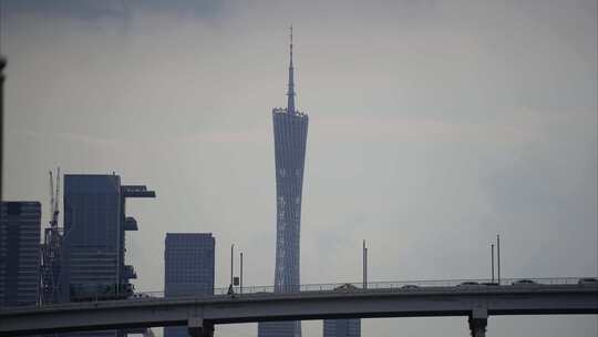2023广州珠江新城CBD建筑群延时视频素材模板下载