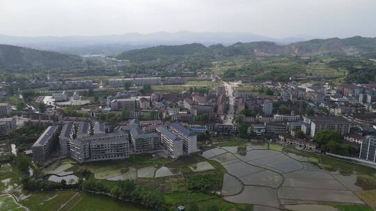 航拍乡村田园农业种植基地水稻